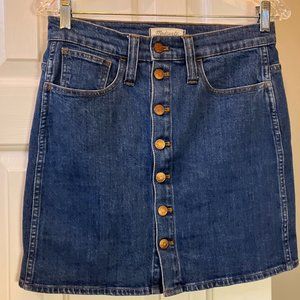 Madewell Denim Button Front Mini Skirt - 26 waist